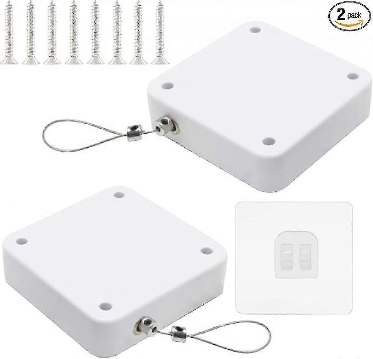 2Pcs Automatic Punch Free Sensor Door Closer with Steel Drawstring Sliding Screen Auto Doo