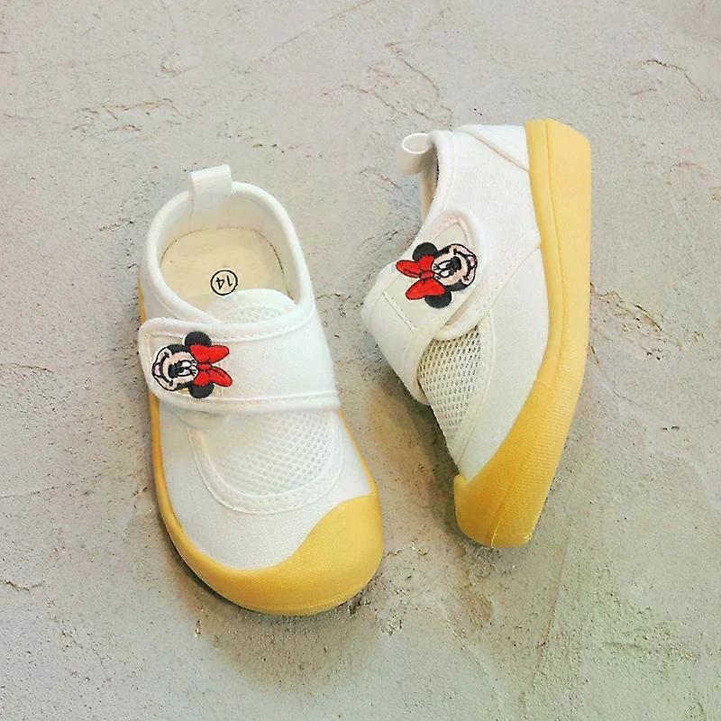 Disney Mickey Mouse Spring & Summer Kids Breathable Mesh White Canvas Shoes Kindergarten Indoor Casual Shoes Boys  Girls Sneaker