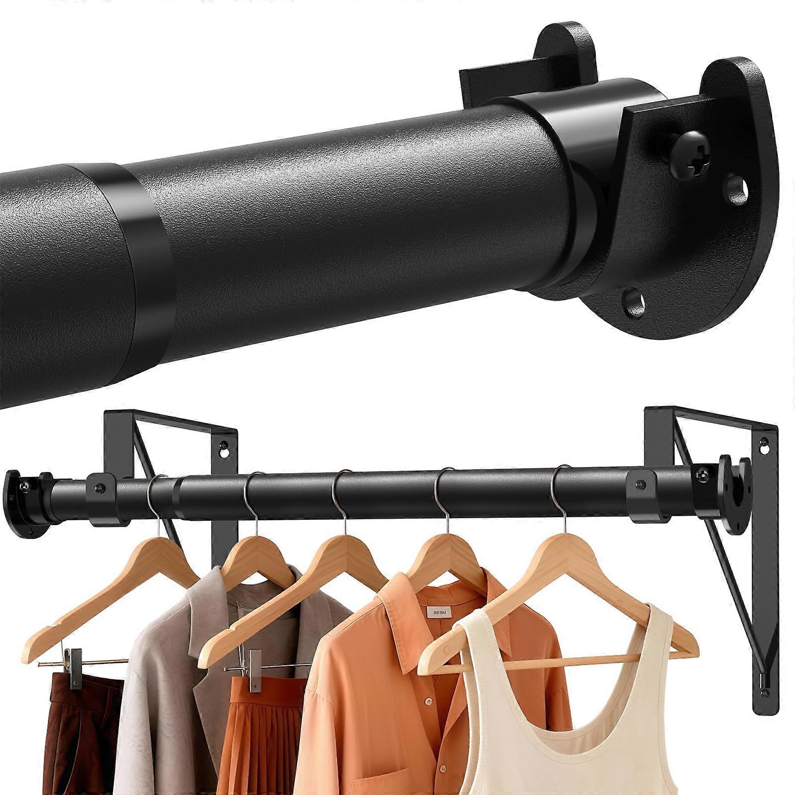 Heavy Duty Adjustable Closet Rod 1769in with Triangular Brackets 150lbs Capacity for Wardrobe RV