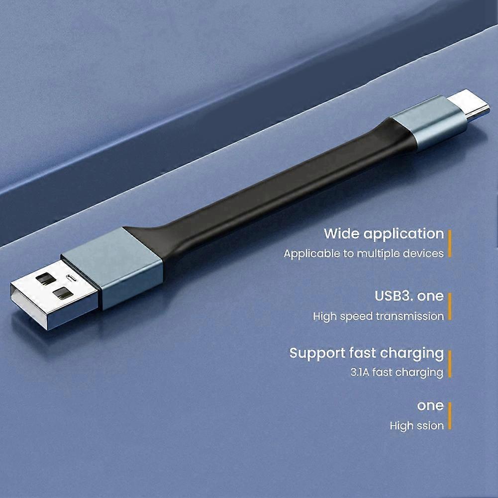 Mini 3A USB Type-C Fast Charging Data Cable Portable Keychain QC 3.0 USB Type C Short Cable for Type C USB Devices,A