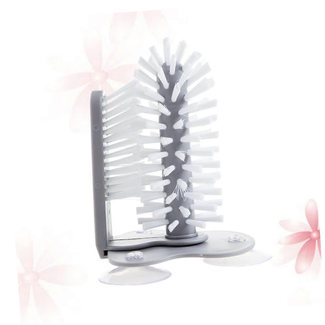Glassware Cleaning Brush with DualSide Design and Rotatable Suction Cup Base for Sink Use