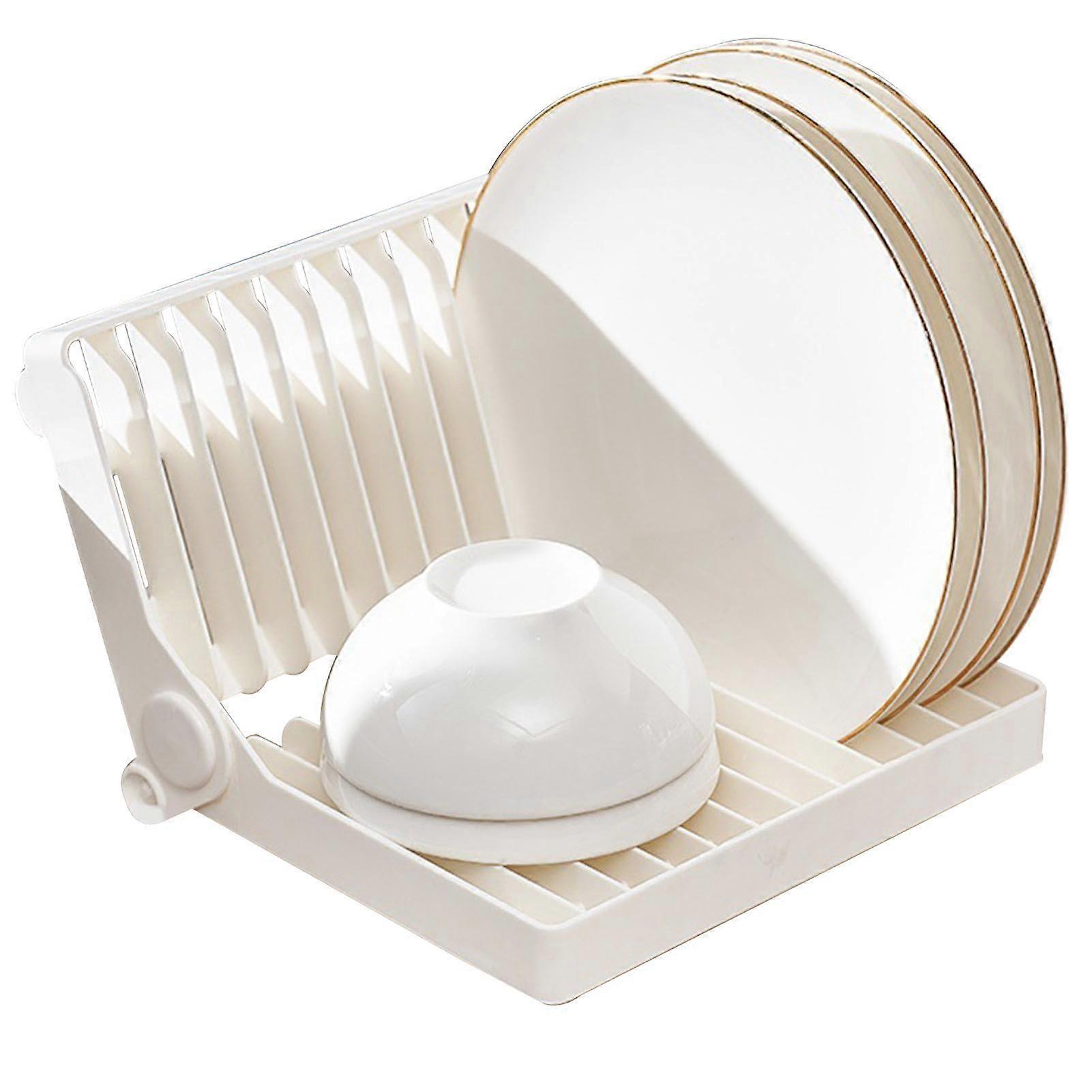 Foldable Dish Drying Rack with Utensil Holder, SpaceSaving NonSlip Base for Small Kitchen