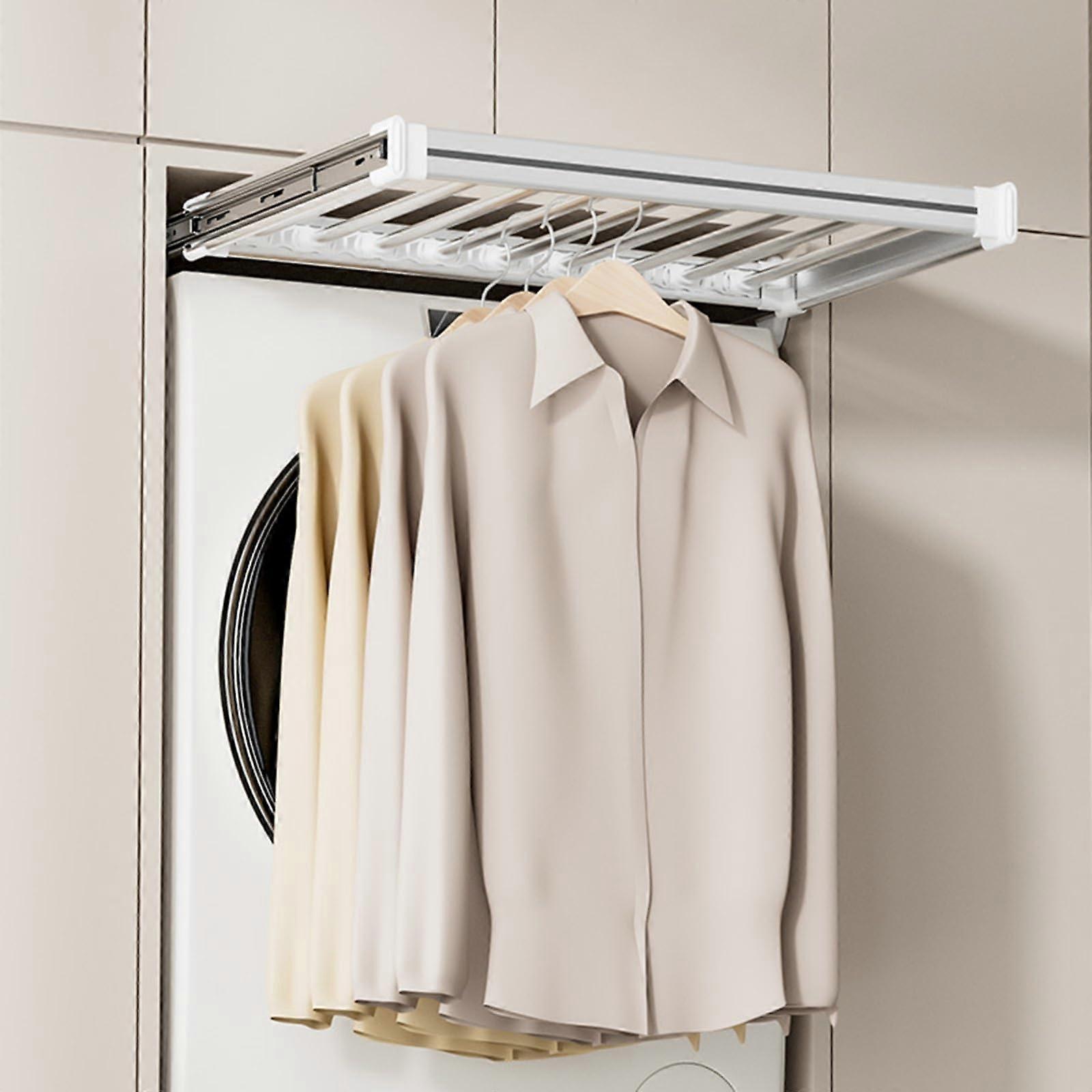 Retractable Pants Rack Adjustable Aluminum Alloy Pull Out Trouser Organizer for Cabinet Wardrobe Silver Medium