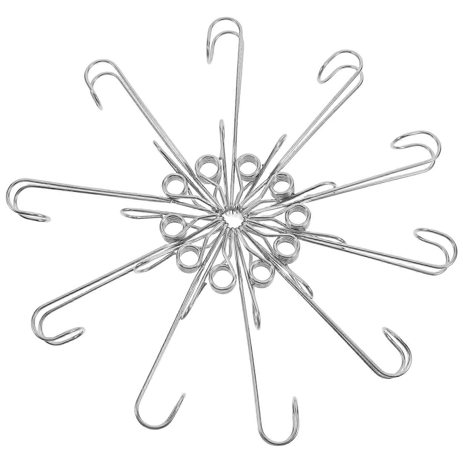 10Pcs Large Stainless Steel Clothespins with Hooks, Heavy Duty Windproof Laundry Clips RustResistant