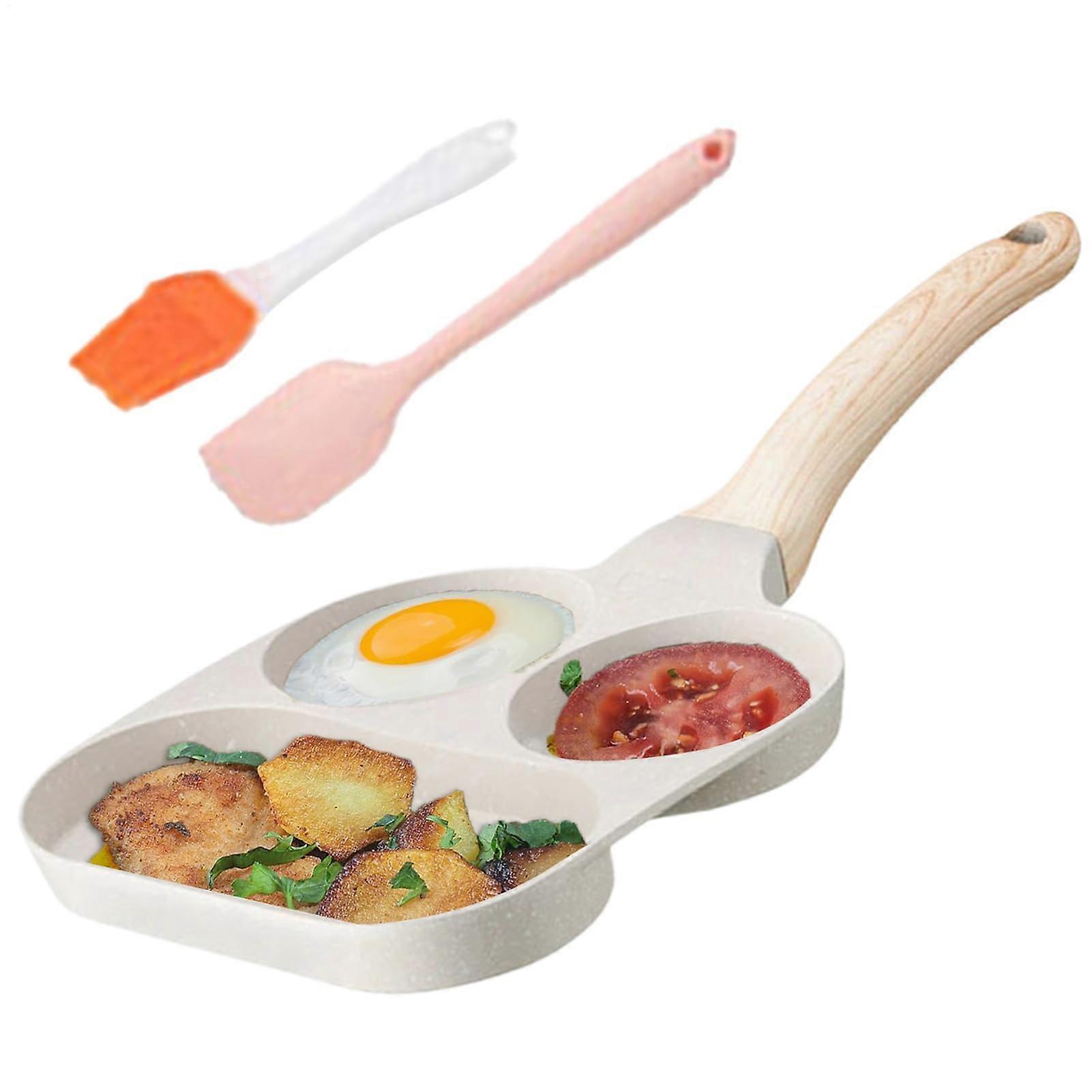 NonStick Omelette Pan with ThreeSection Egg Skillet, StoneCoated, AllStove Compatible