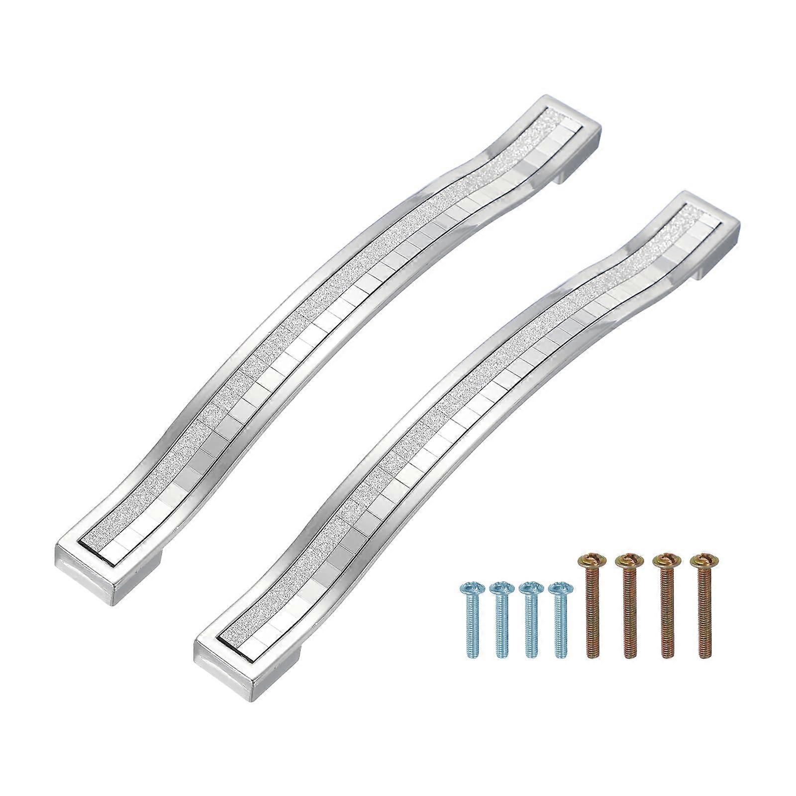 Crystal Cabinet Handles Silver 6.3 Inch Alloy Drawer Pulls Elegant Crystal Texture Rustproof 2 Pack