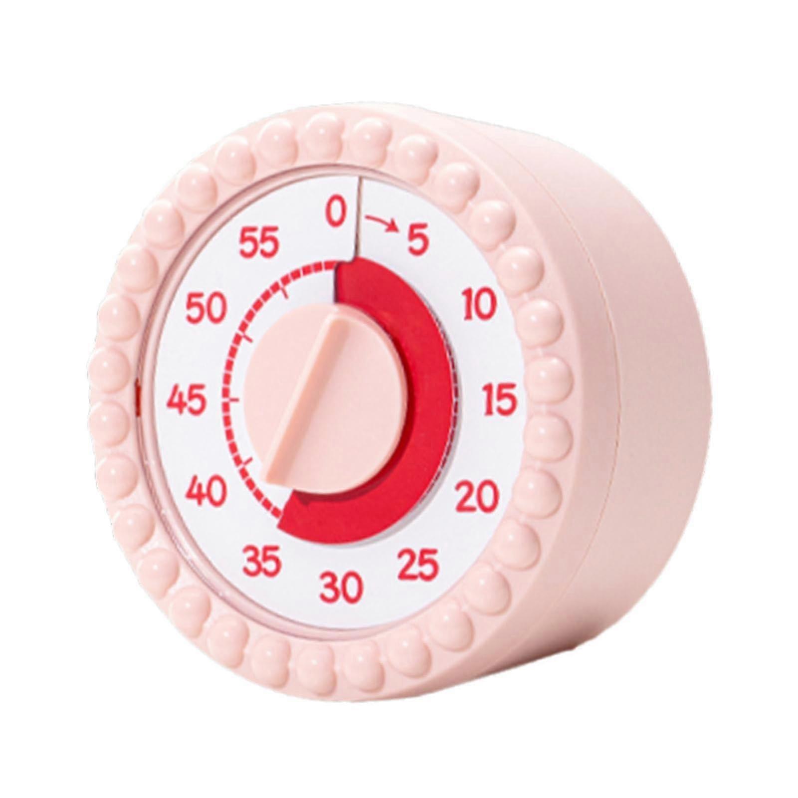 Magnetic Mechanical Kitchen Timer with Audible Alarm for Cooking, Study, Work, Pink