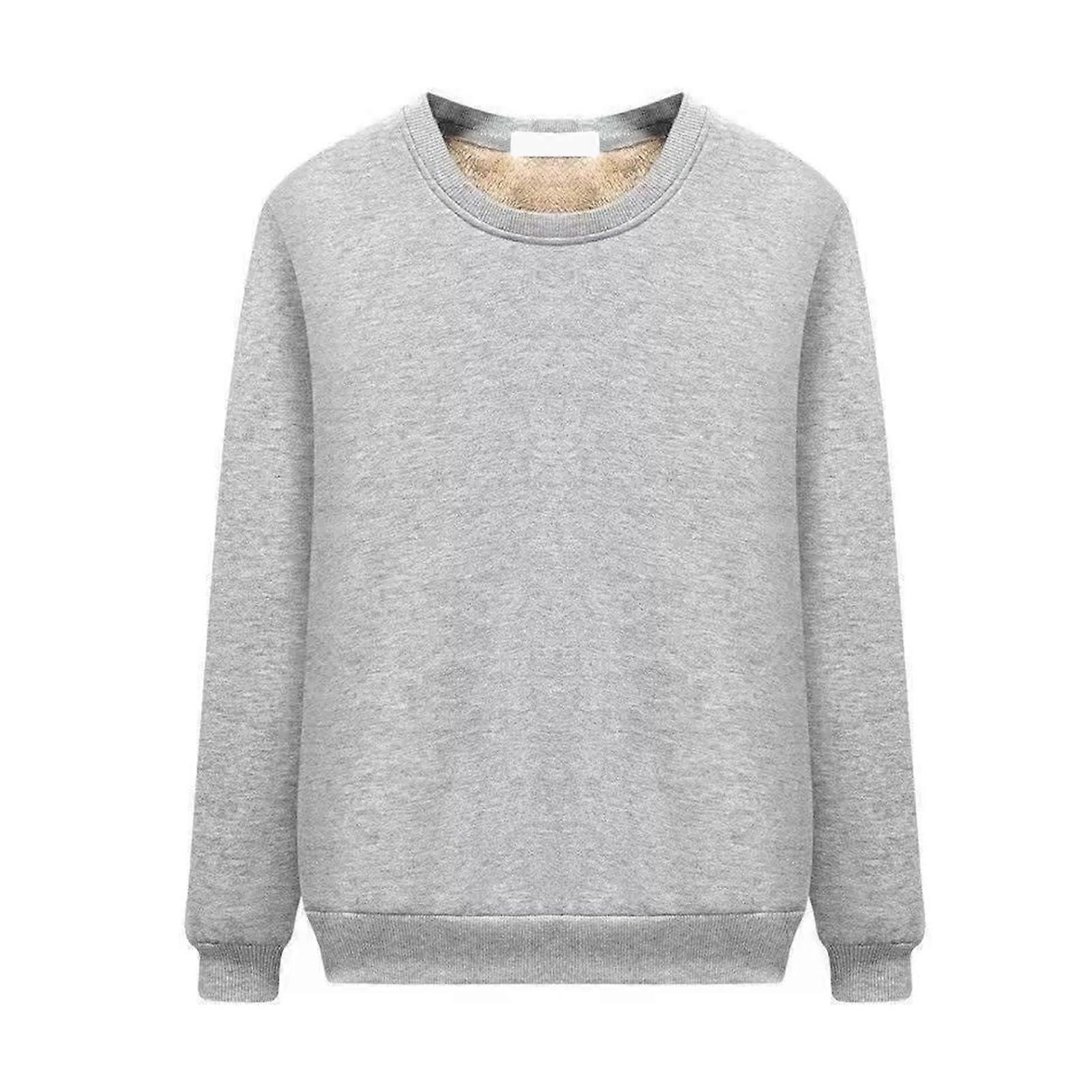 Winter Men Sweatshirt Thickened Plush Keep Warm O Neck Long Sleeves Elastic Cuff Plus Size Solid