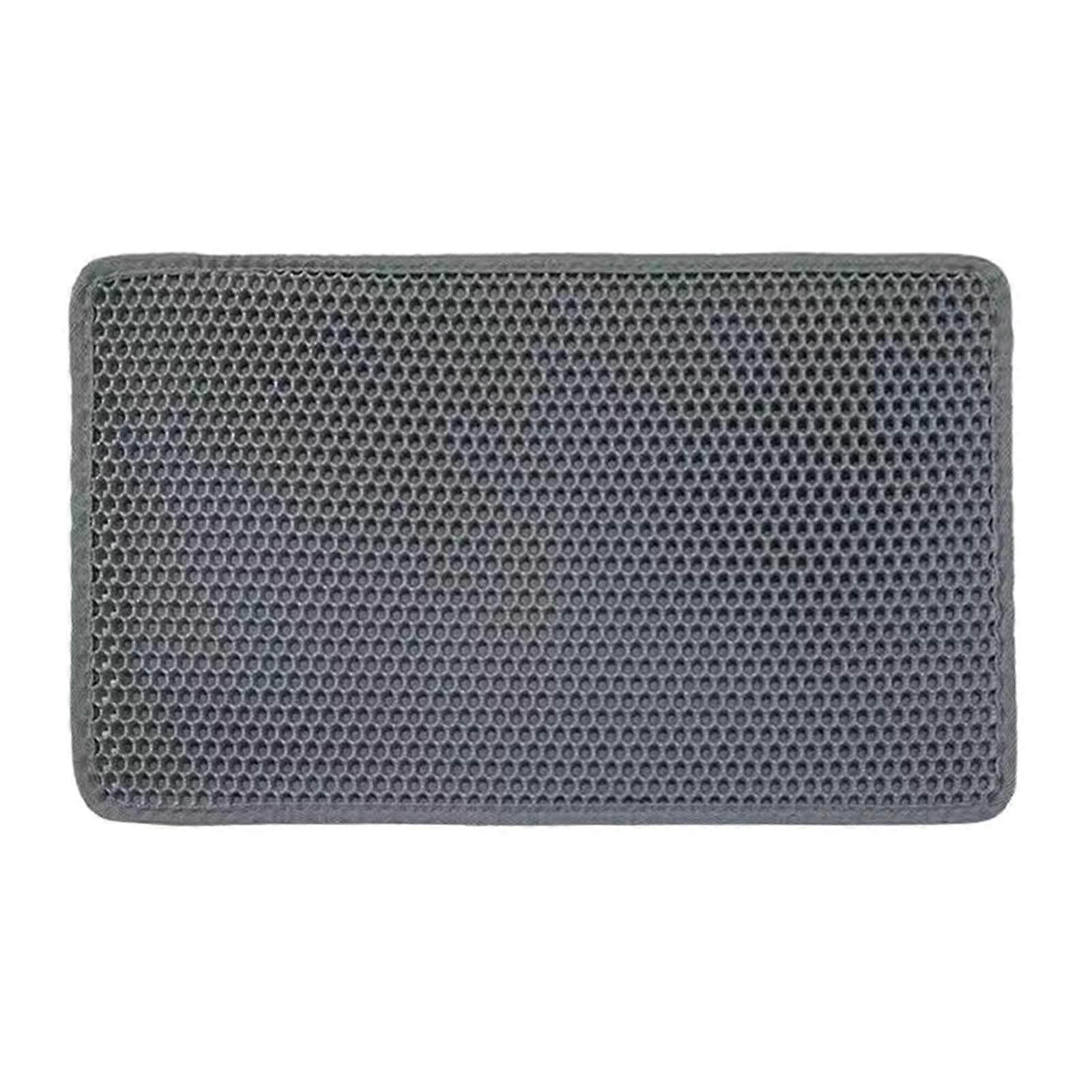 Cat Litter Mat Double Layer Waterproof Litter Trapping Washable Odor Control for Kitten Gray