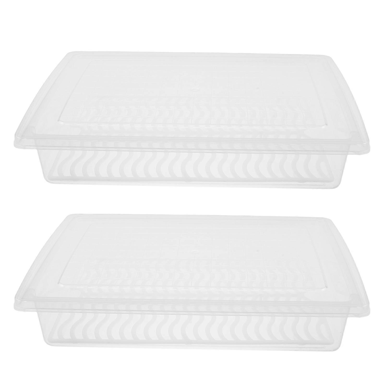 Icebox Preservation Boxes Plastic Food Storage Containers with Drain Function 2Pcs