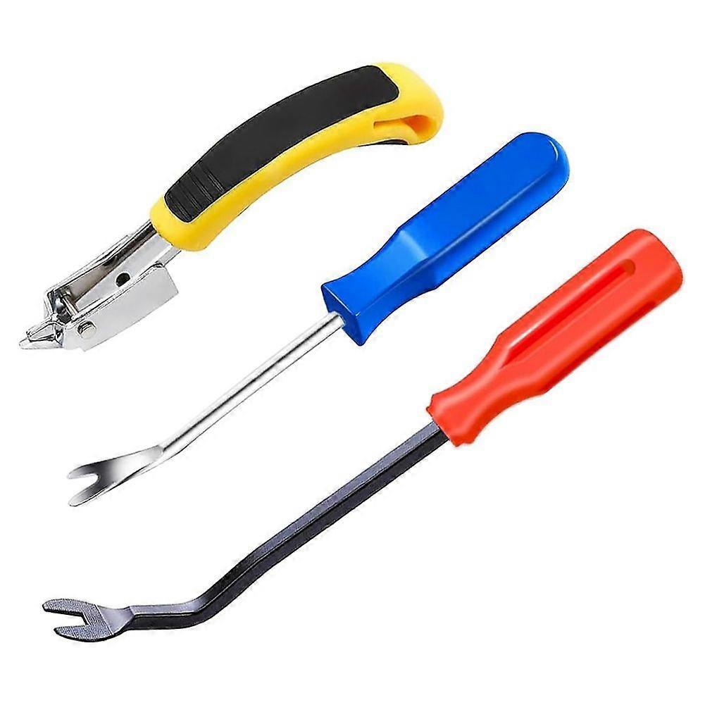 3Pcs Staple Remover, Heavy Duty Upholstery Staple Puller Tool with Ergonomic Handle, Tack-Puller Tool Nail Puller A