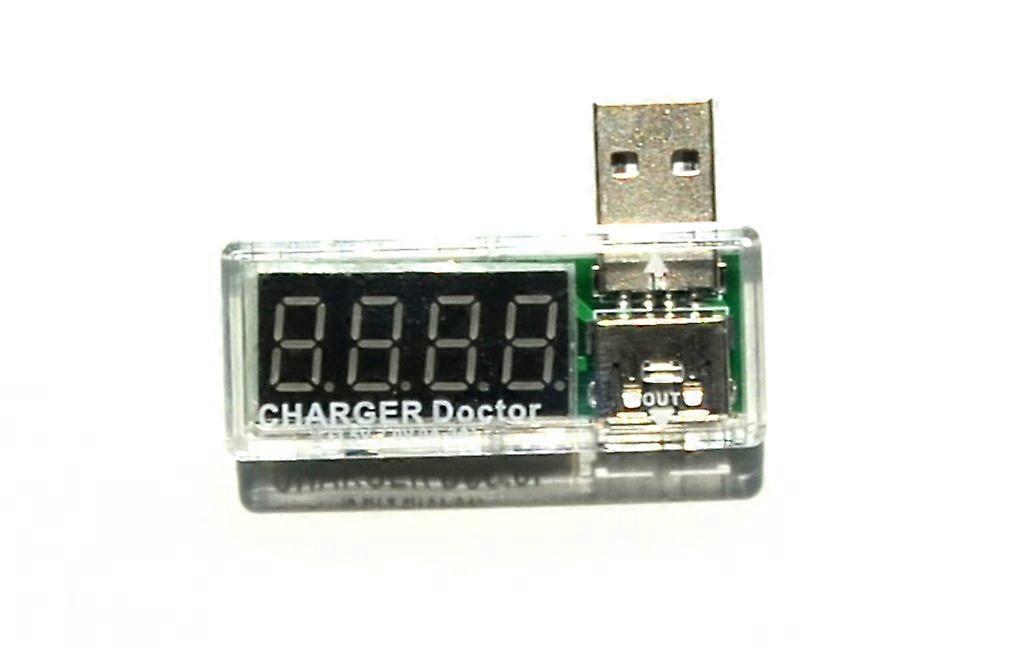 USB Voltage and Current Tester with Bent Connector, Transparent Quick Charging Diagnostic Tool