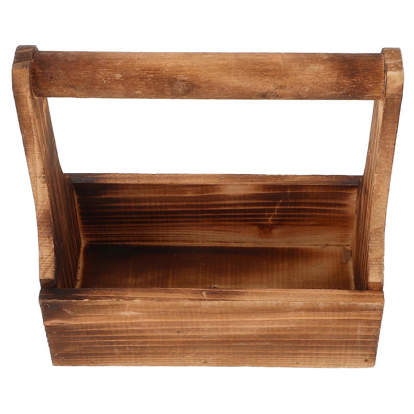 Wooden Planter Pot Rectangular Flowerpot for Storage Use Light Brown