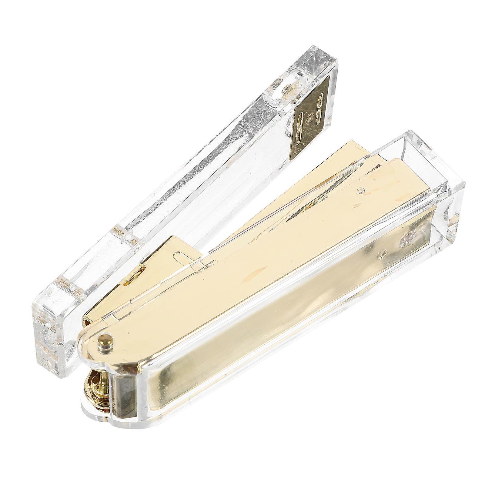Office Stapler Acrylic Golden Multi-Function Hand Stapler for Daily Use
