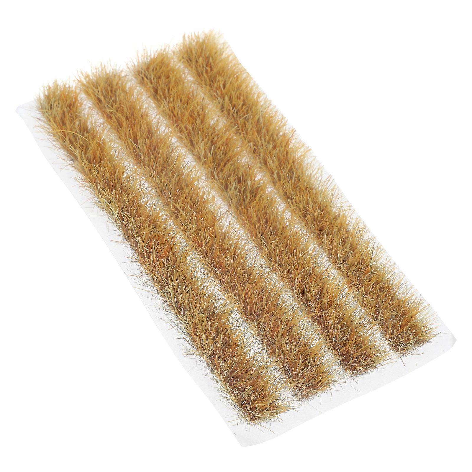 Static Rice Field Grass Model for Decoration 4Sets Brown Plastic Strips