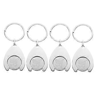 Shopping Trolley Token Keyring Metal Keychain for Hanging Keys 4Pcs