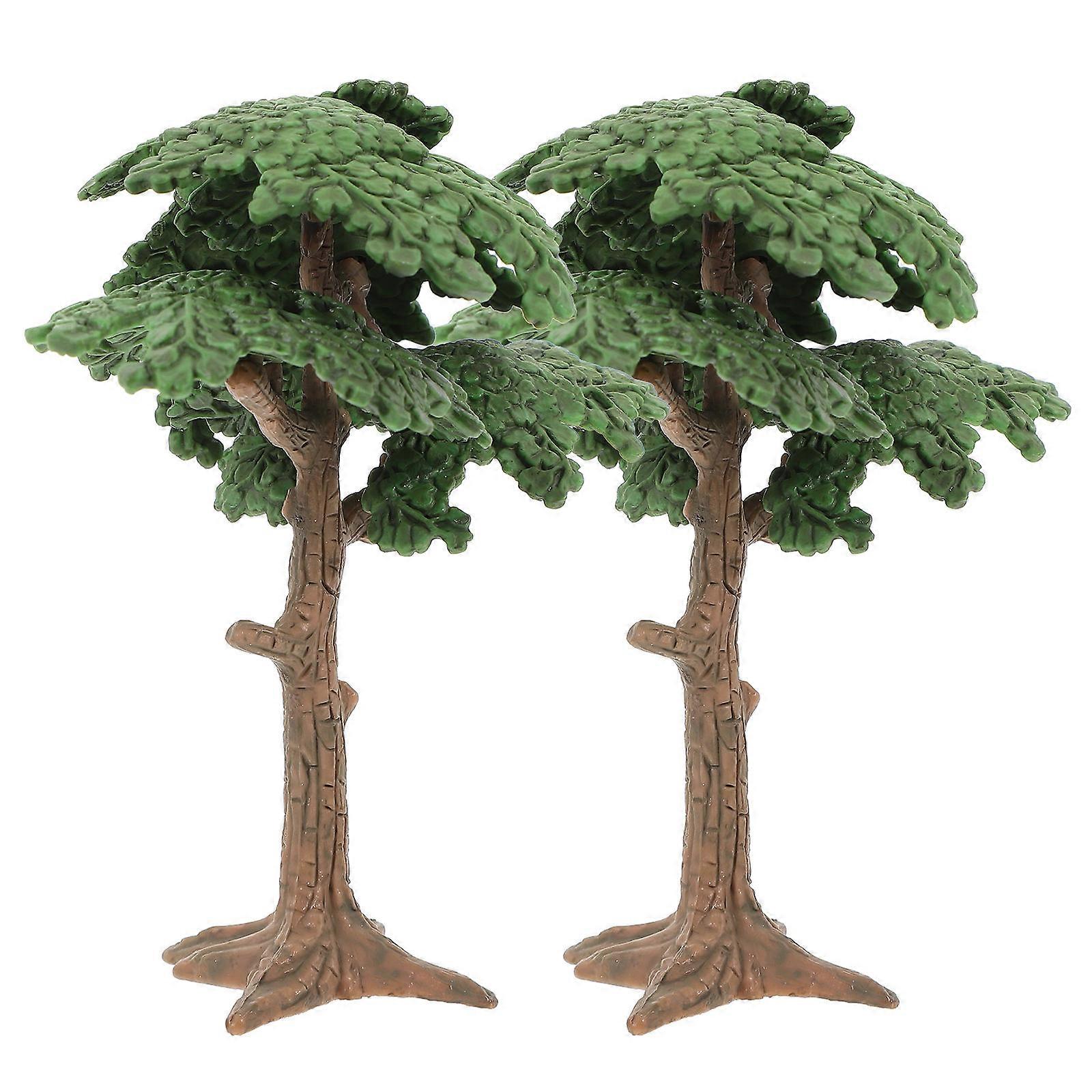 Mini Tree Simulation Tree Model for Decoration 2Pcs Green PVC Artificial Sand Table