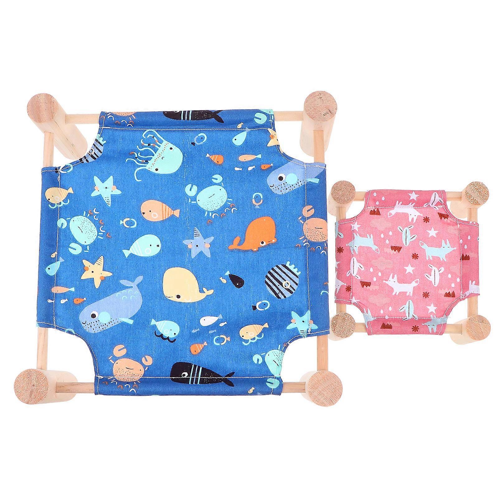 Pet Hammock Hamster Bed for Rest 2Pcs Hanging Elevated Bed Assorted Color