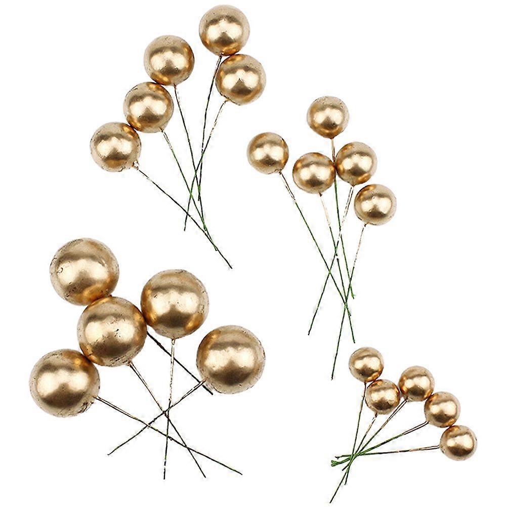 20Pcs Delicate Cake Balls Multi-function Cake Decors Replaceable Cake Topper Golden