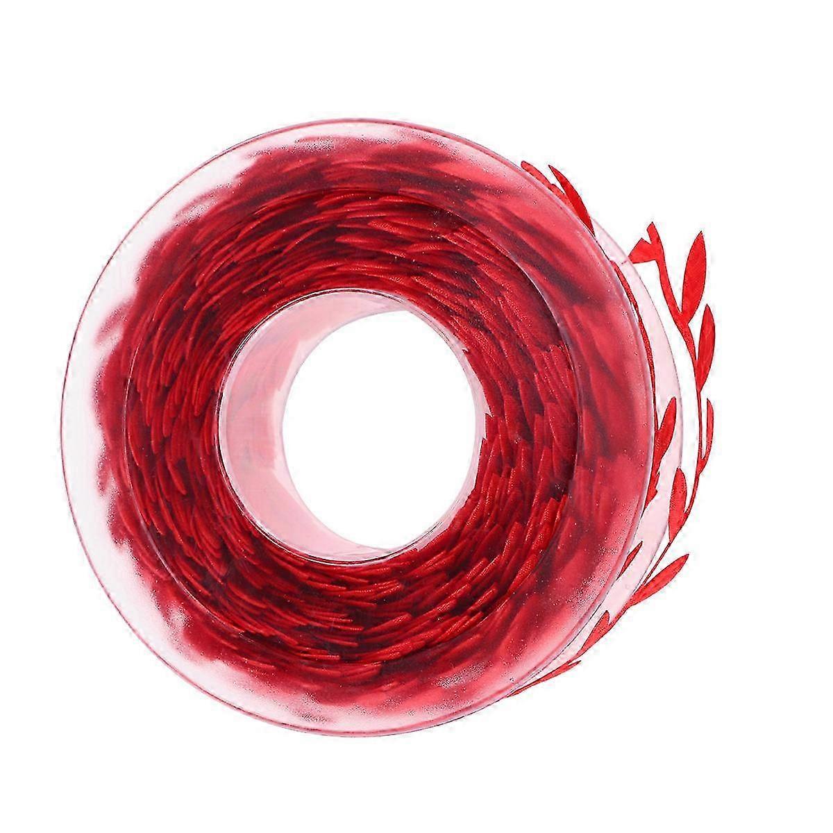 DIY Ribbons Red Roll Featuring Leaf Design compatible with Gift Wrapping Decoration
