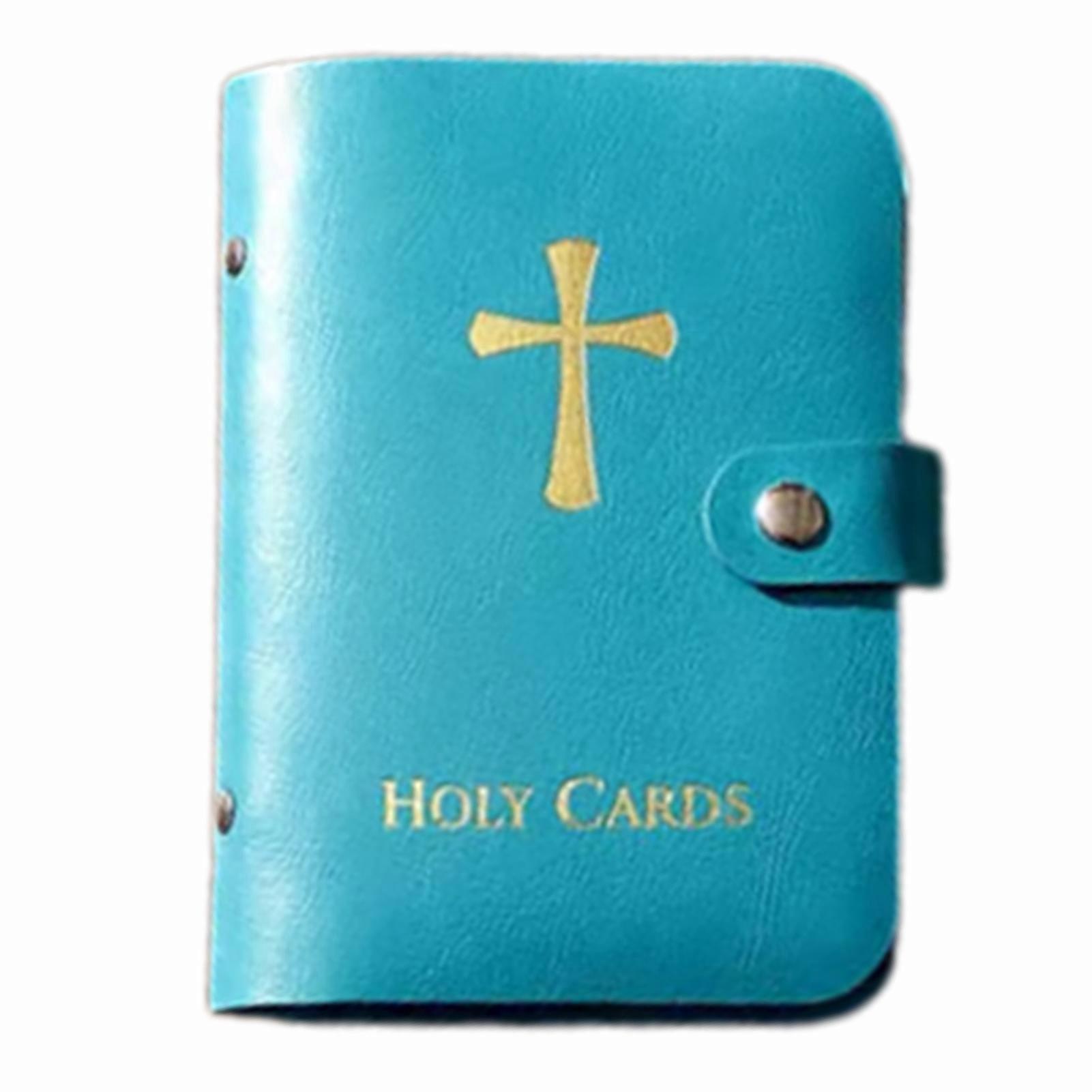 Portefeuille porte-cartes de prière catholiques en cuir, organisateur de cartes de prière chrétiennes, peut contenir 40 cartes de prière et de versets bibliques