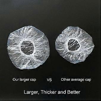Disposable Shower Caps 100 pack, Larger Bigger Thick Plastic Waterproof Hair Processing Caps For Women Girls Men, SPA, Hair Salon, Hotel, Travel, Bat