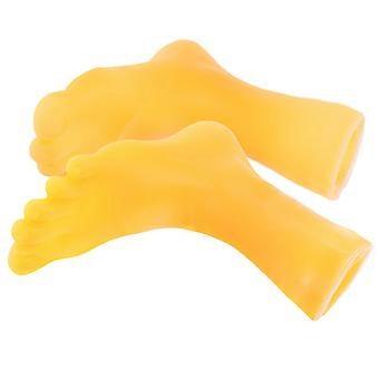1Pair Yellow Foot Finger Puppets Left and Right for Cat Interactive Toy