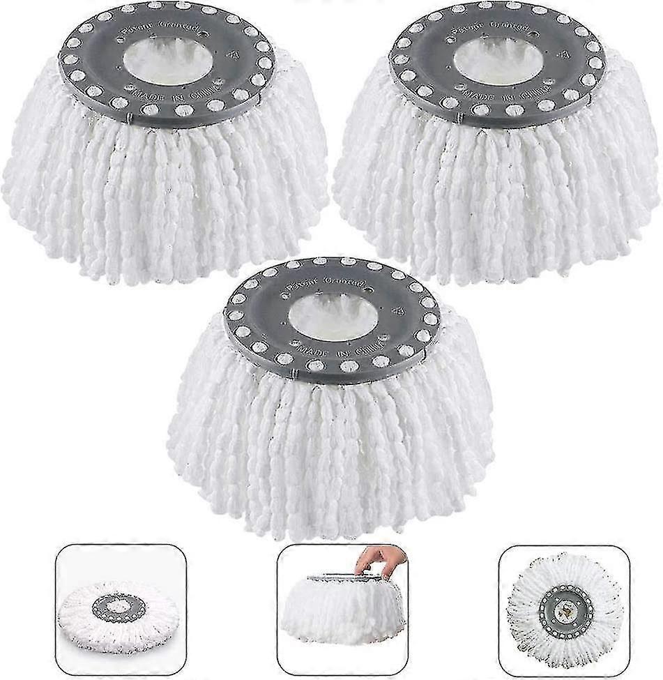3pcs Microfiber Broom Heads,round Replacement Mop Heads 360 Rotate(diameter16cm)-CE