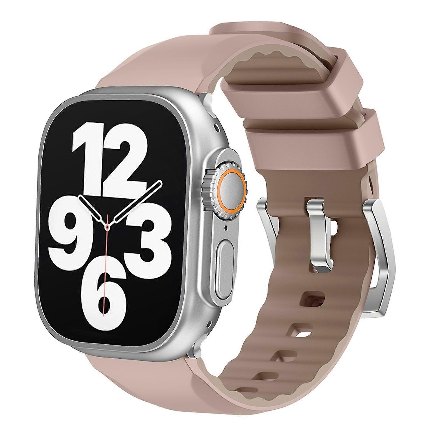 For Apple Watch SE 2023 44mm Two Color Silicone Sport Band Watch Replacement Arm Band Pink