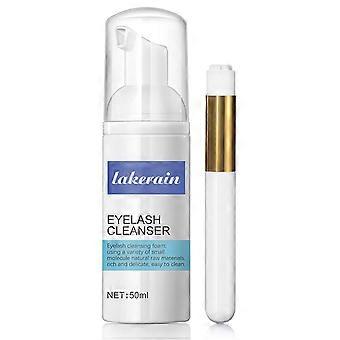 Eyelash Cleanser with Soft Brush, Gentle Foaming Lash Shampoo for Extensions and Makeup Removal
