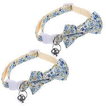 Katzenhalsband mit Glöckchen und Fliege für Haustiere, 4-teilig, verstellbar, mehrfarbiges Design