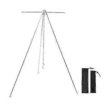 Silver Aluminum Alloy Tripod Hanger for Outdoor Cooking and Storage