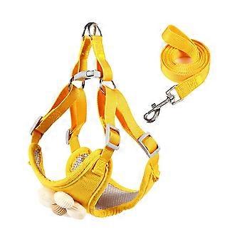 Hundeweste mit hübscher Blumenleine für Training und Spaziergänge, geeignet für große, mittlere und kleine Hunde, Seil, mehrfarbig, XL, Gelb