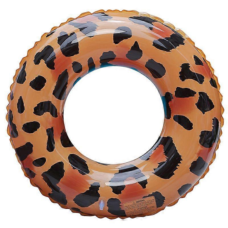 Leopard Print Inflatable Swim Ring, Thick PVC Pool Float