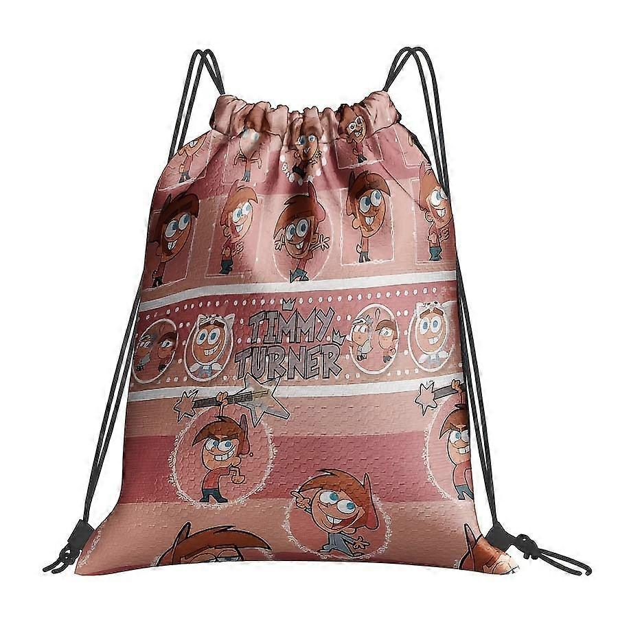 1pc 2D Printed Cartoon Character Pattern Drawstring Gym Bag - Fun Printed Drawstring Backpack, Practical Polyester Trave-Cqazw