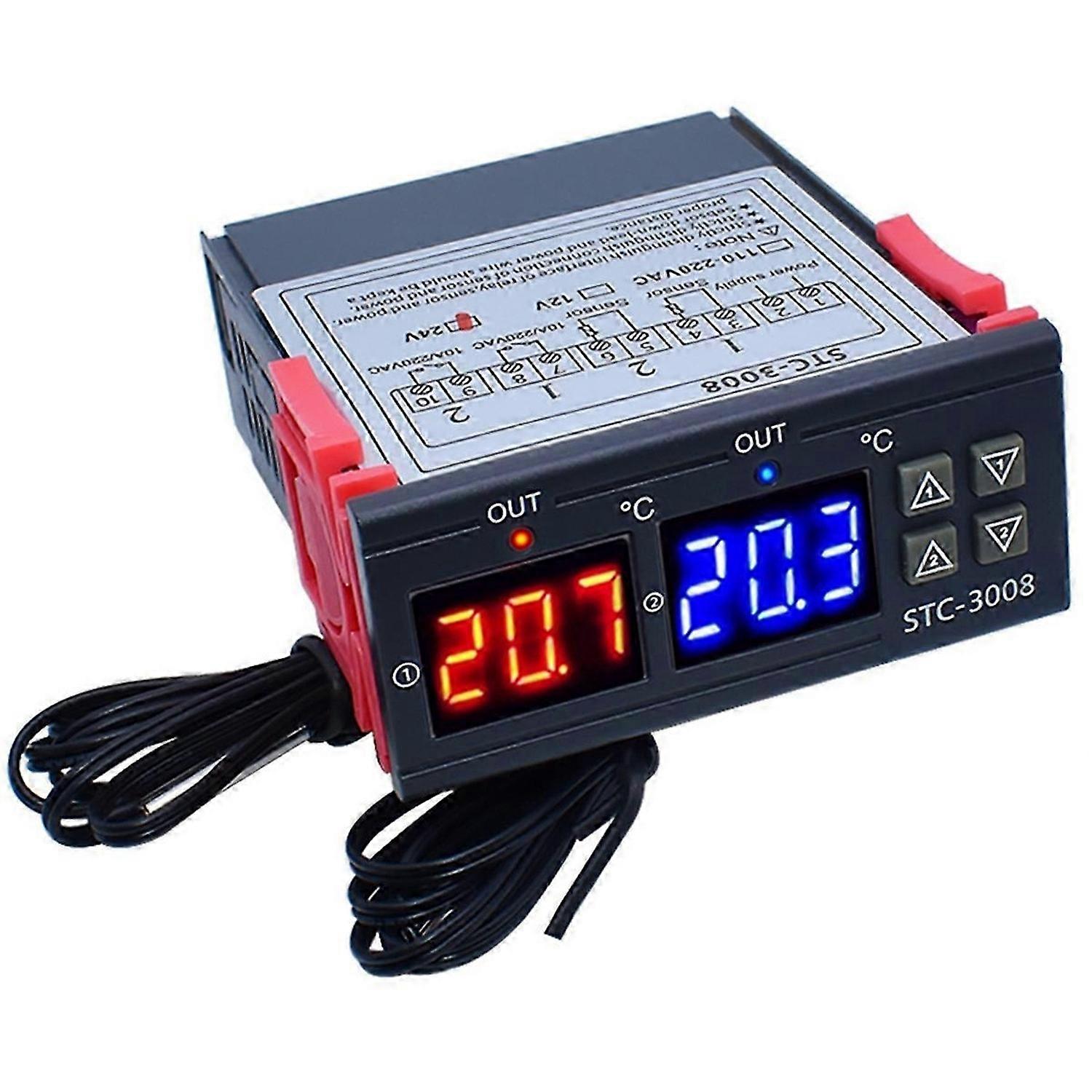 Dual Digital STC-3008 Temperature Controller Two Relay Output,C