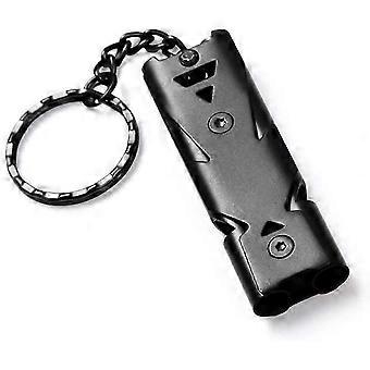 Outdoor Emergency Survival Whistle High Decibel Stainless Steel Whistle with Keychain Durable Double Tube Safety Whistle for Camping Hiking Lifesaving