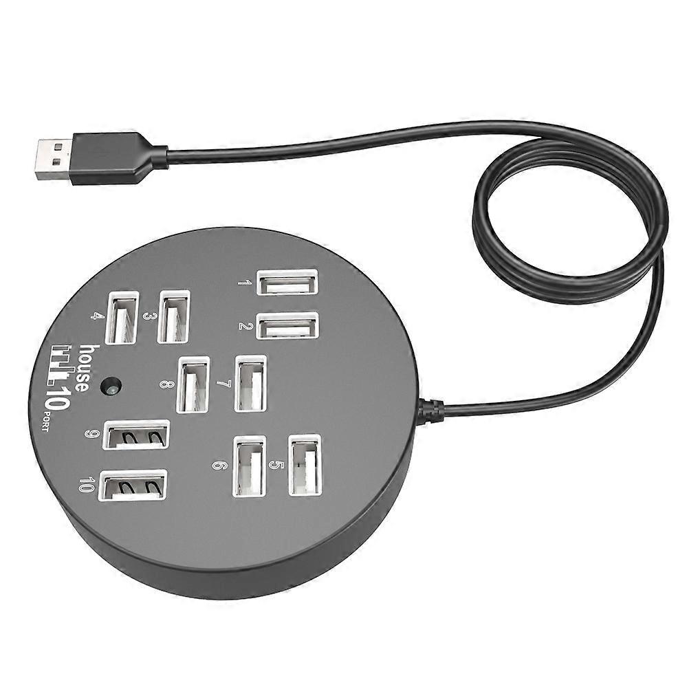Hard Drive Data Cable USB Hub 10-Port Splitter for Computer Devices