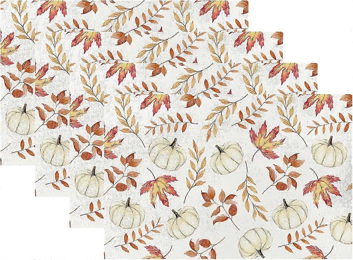 Kitchen Table Placemats 4pcs 30x45cm Fall Maple Leaf Pumpkin