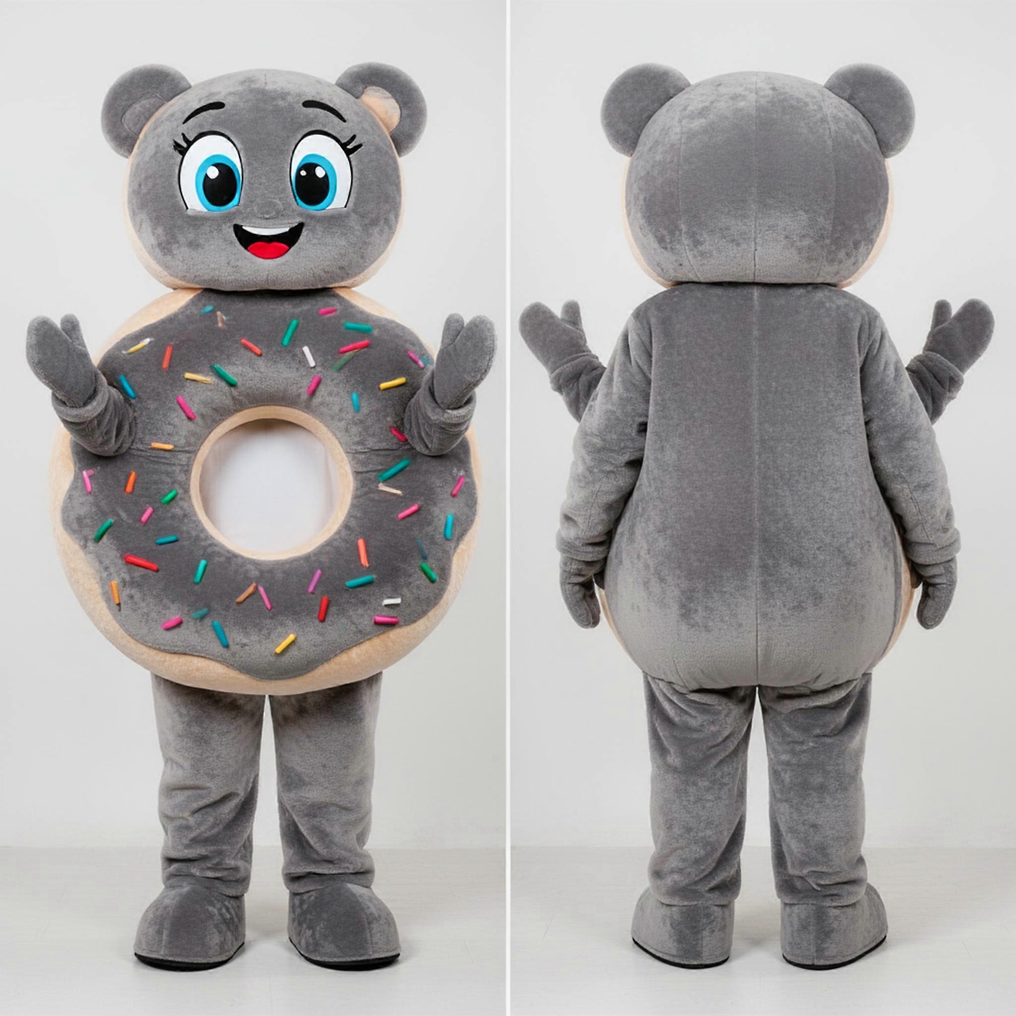 MASTICOT Glazed Gray Cartoon Donut Mascot