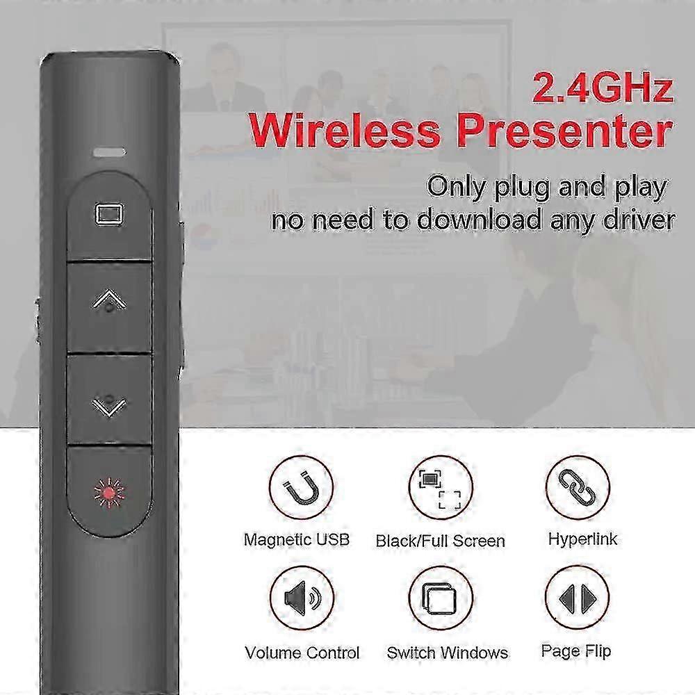 Powerpoint Computer Remote Control with Hyperlink Volume, 2.4GHz USB Powerpoint Remote Control Wireless Pointer Presentation Clicker Powerpoint Zapet