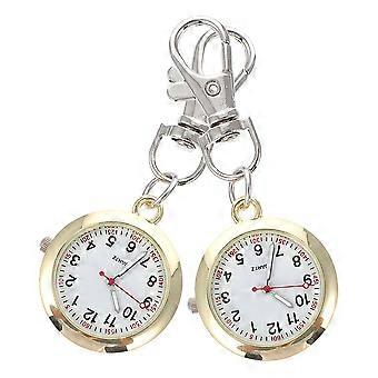 Golden Nurse Pocket Watch 2Pcs Small Quartz Watch for Medical Professionals