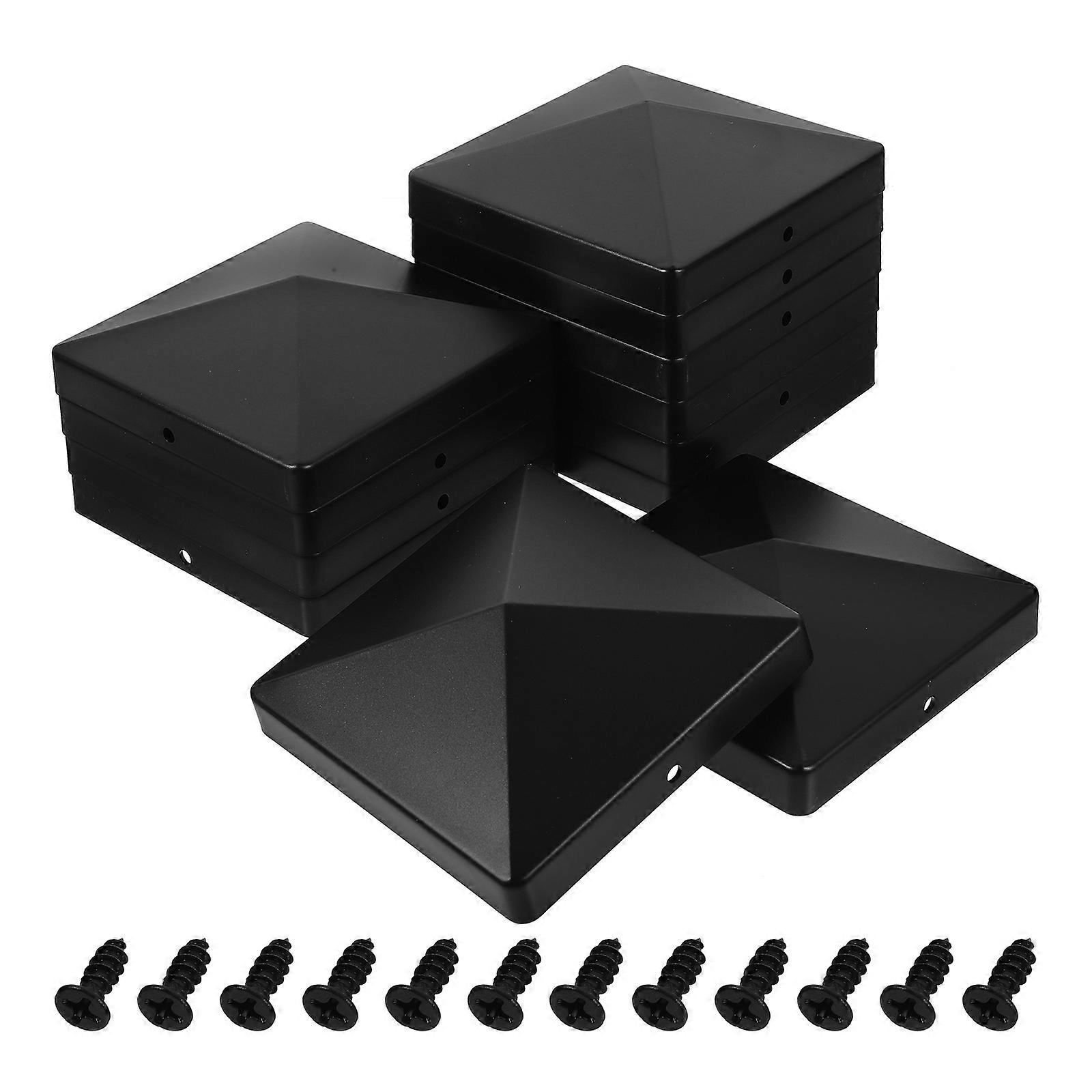 Fence Post Caps Plastic Cover with Protective Function 12Pcs Black Set
