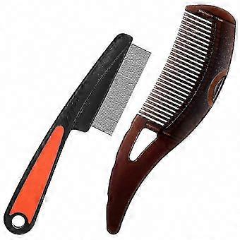 Fine Tooth Comb 2 Pcs Stainless Steel for Children and Adults, Anti-Dandruff Hair Grooming & Scalp Care, Edition 0119