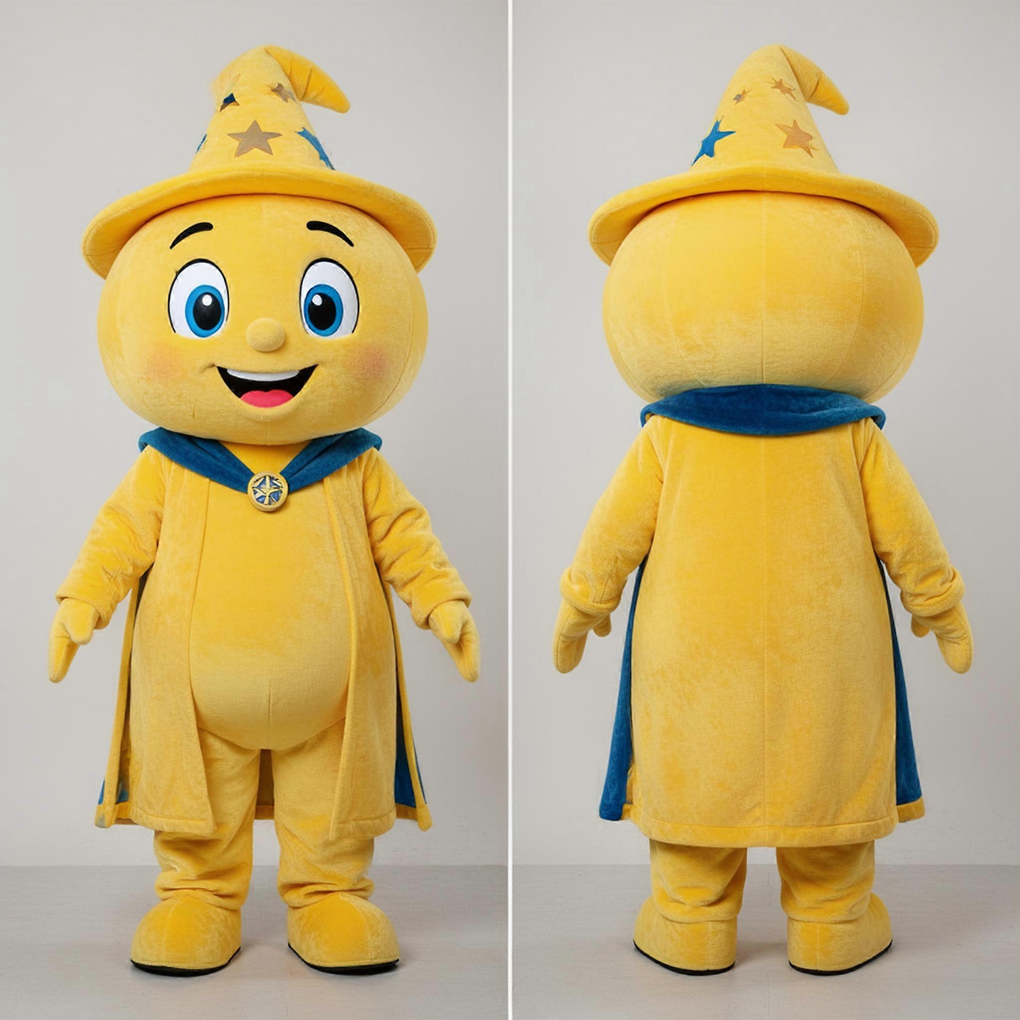 MASTICOT Yellow Round Headed Wizard Mascot