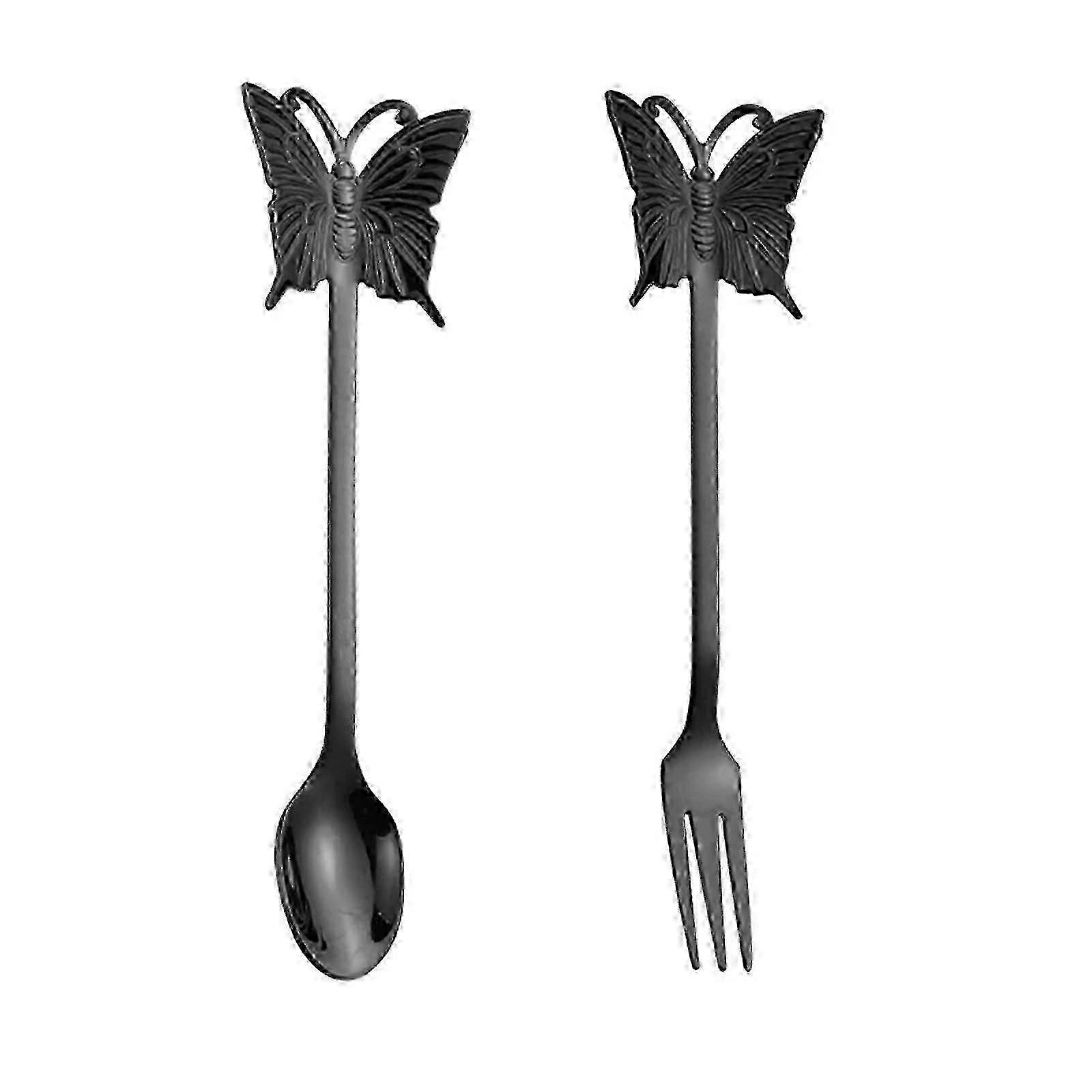 2pc Butterfly Dessert Fork Spoon Set