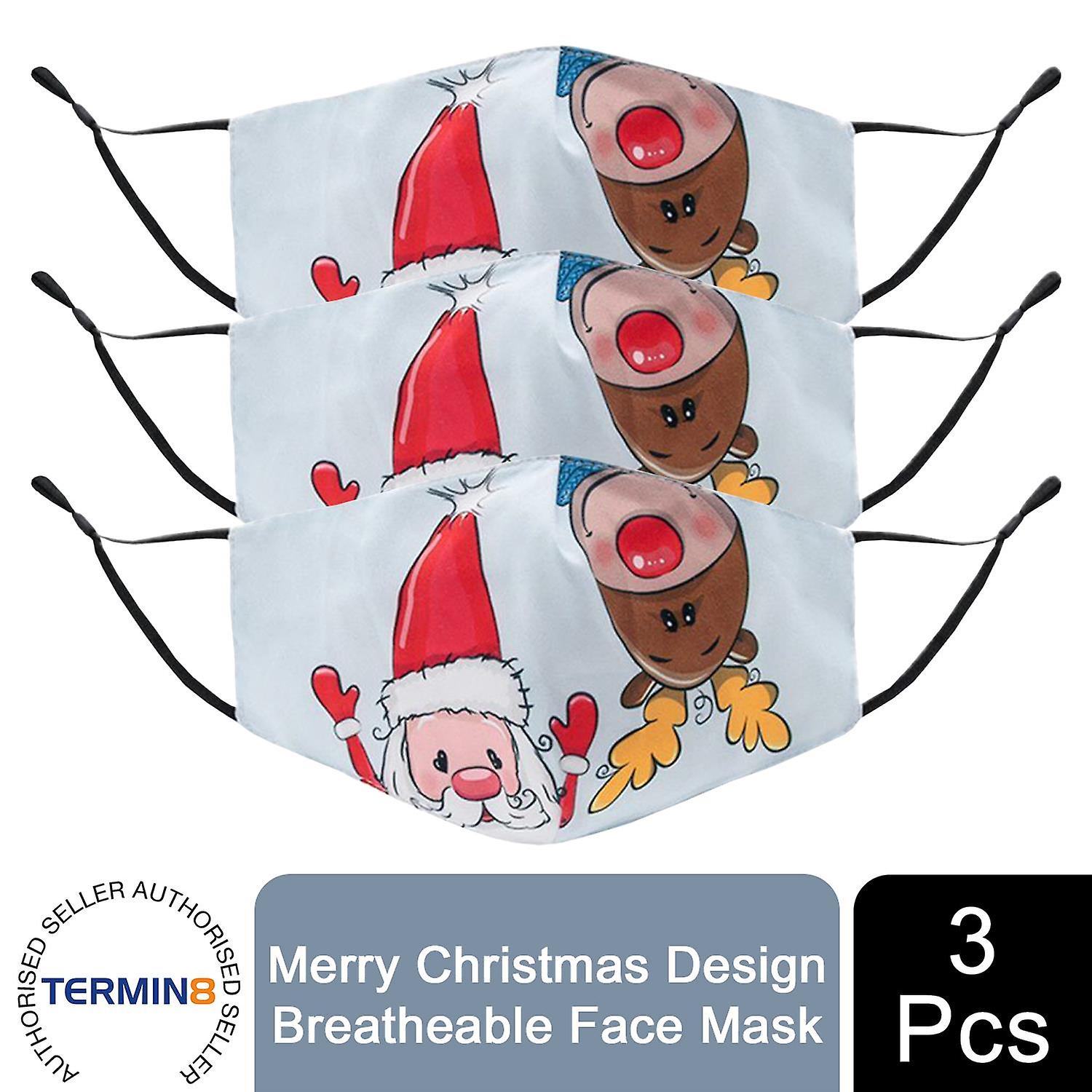 3x Termin8 Merry Christmas Design Breathable Masks- Design 11