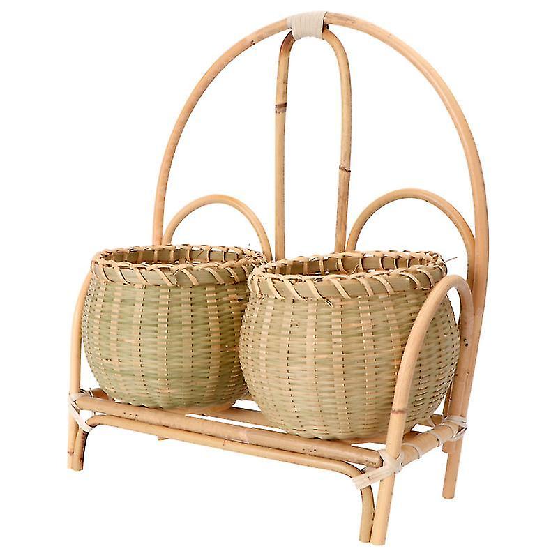 37X30cm Assorted Color One Vases 1pc Handmade Bamboo Weaving Basket Indoor Wall Flower Arrangement B
