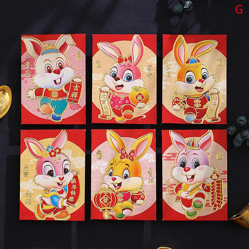 6pcs 2023 Year Of The Rabbit Spring Festival Cartoon Rabbit Red Packet Gifts