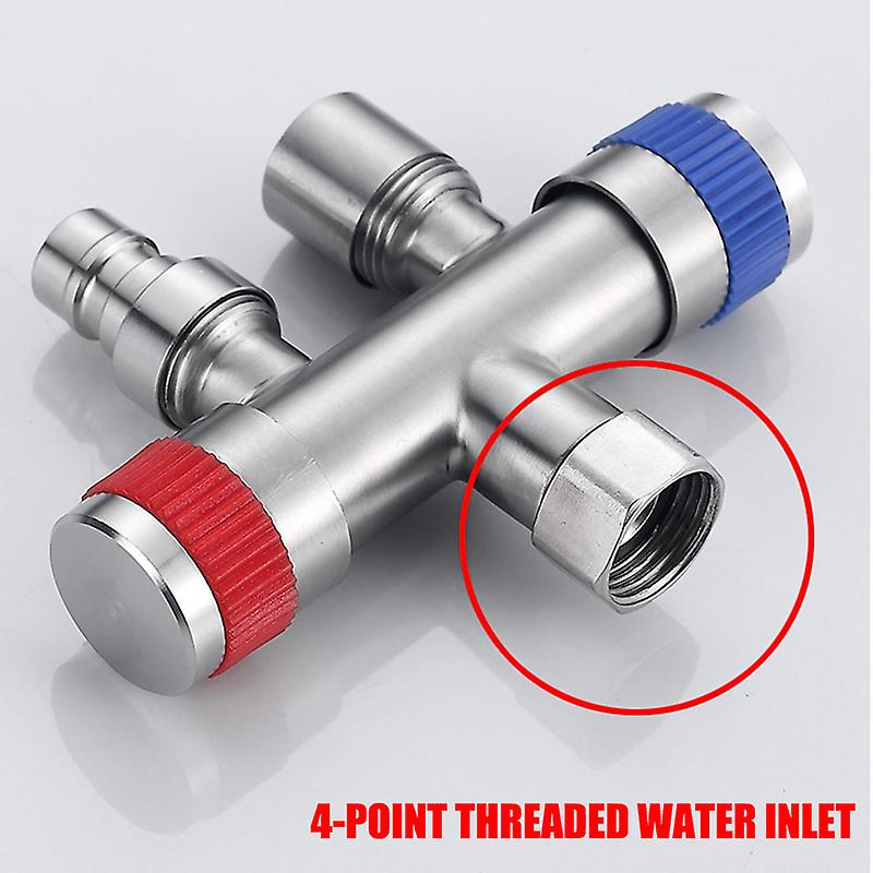 Stainless Steel 1 In 2 Out 2 Way Water Spliter Faucet Hose Bibb for Washing Machine